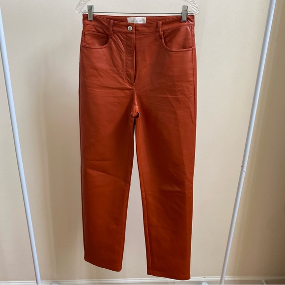 Wilfred Melina orange vegan leather straight leg pants - Picture 3 of 8